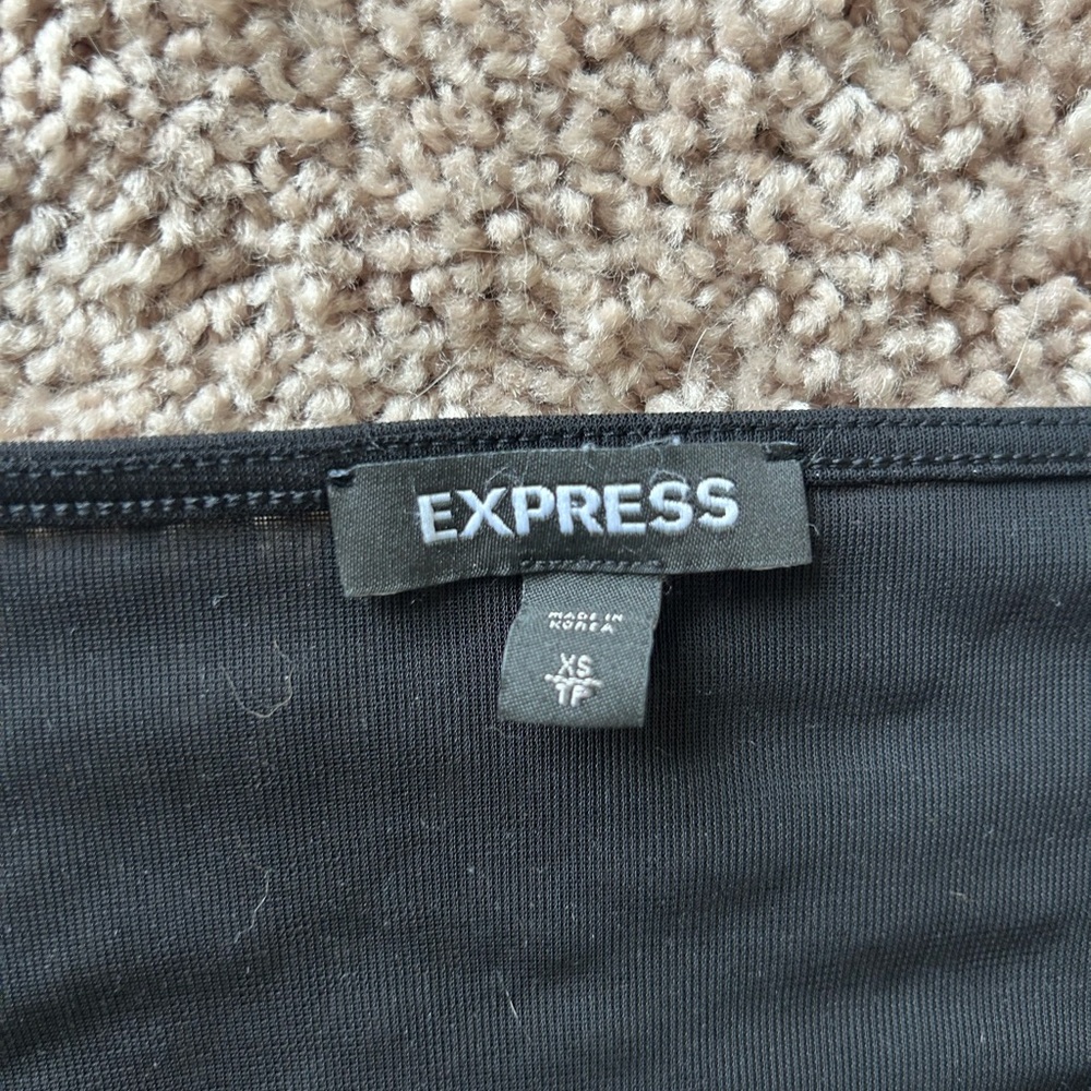 Express Black Ruched Ruffled Blouse - Picture 2 of 2